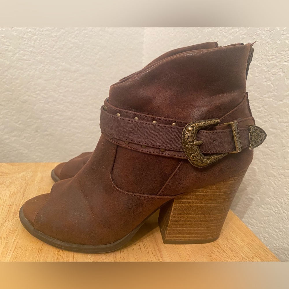 Jellypop Brown Ankle Booties with Buckle